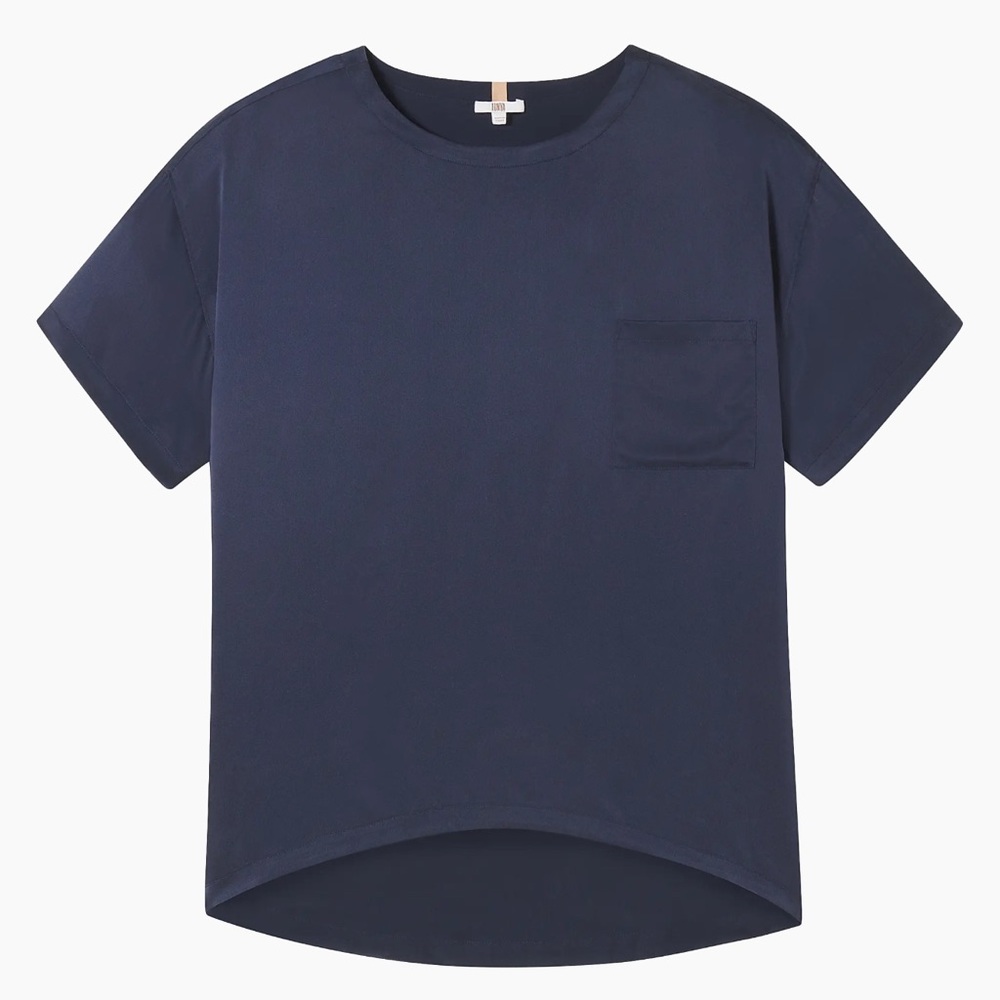 Lunya Washable Silk Oversized T-Shirt in Deep Blue size M